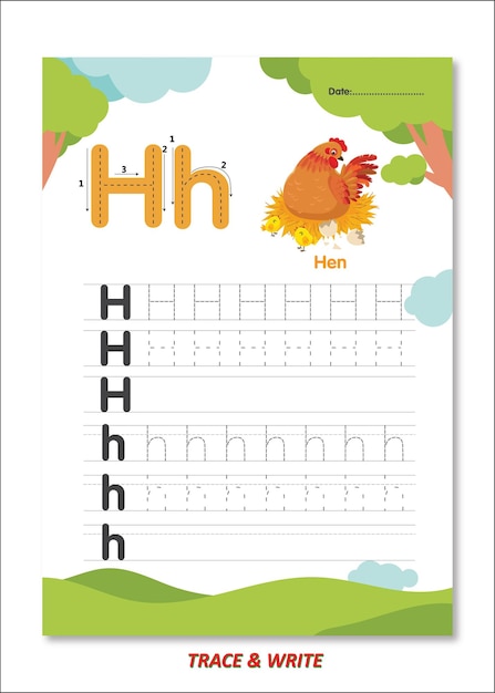 Vector Resources for Alphabet Learning H for hen Trace and Write for Kids