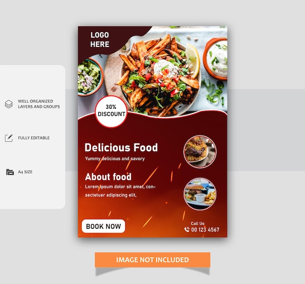 사진이 있는 벡터 레스토랑 전단지 템플릿