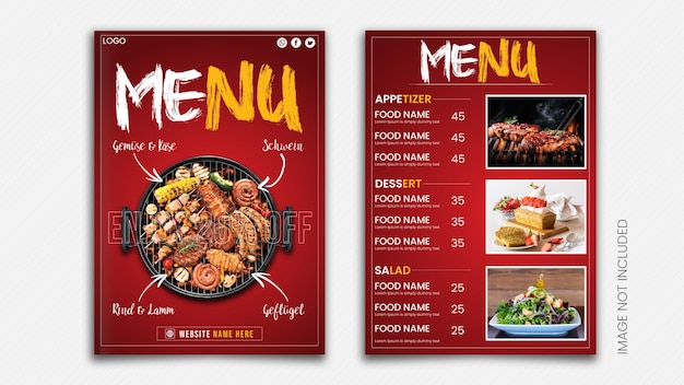 vector restaurant menu template for fast food