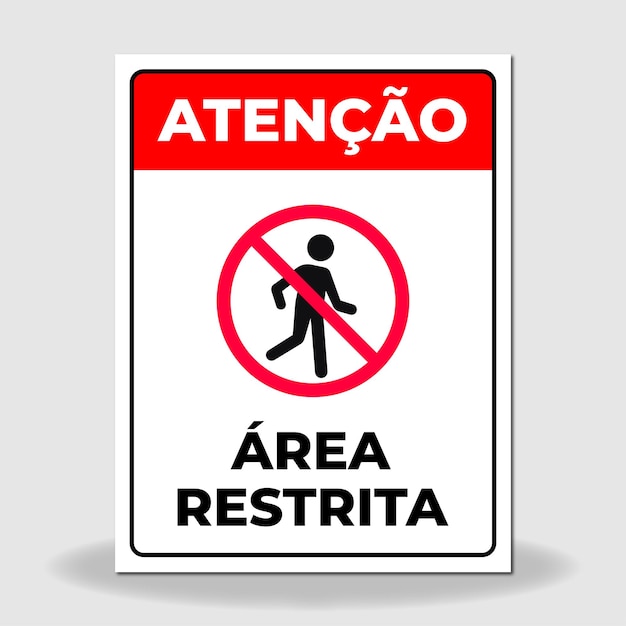 Vector restricted area sign in portuguese