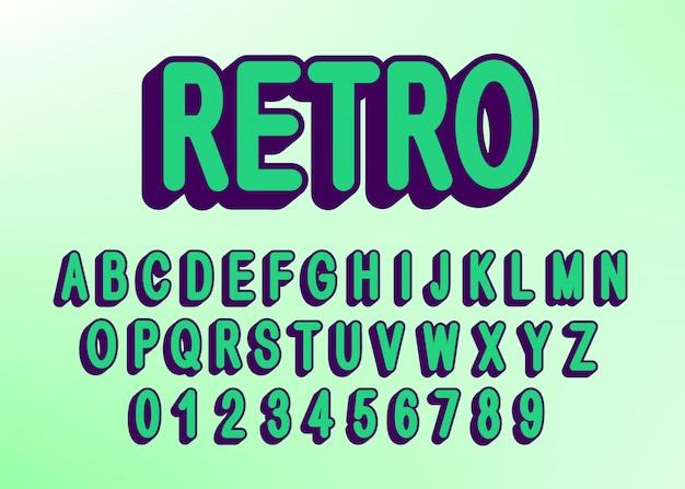 Vector retro alfabet letters lettertype en nummer.