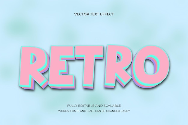 Vector retro editable text style effect