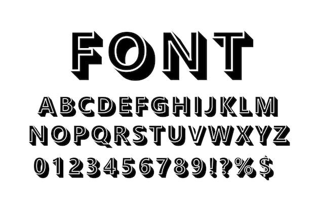 Vector of retro font and alphabet eps