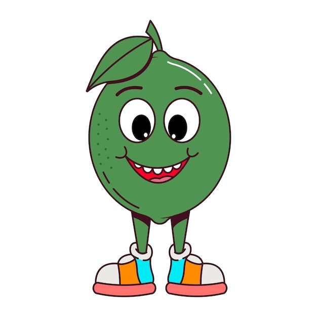 Vector retro fruit limoen stripfiguur