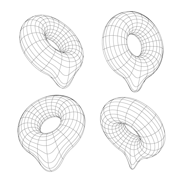 vector retro futuristische designelementen 3D torus Retro graphics set 80s designtrends en vintage