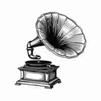 Vector vector retro musical gramophone sketch hand drawn in doodle style illustration