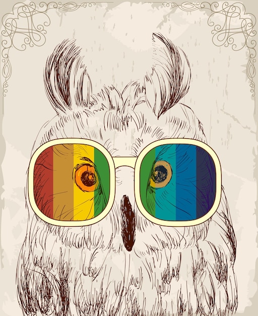 Vector vector retro owl