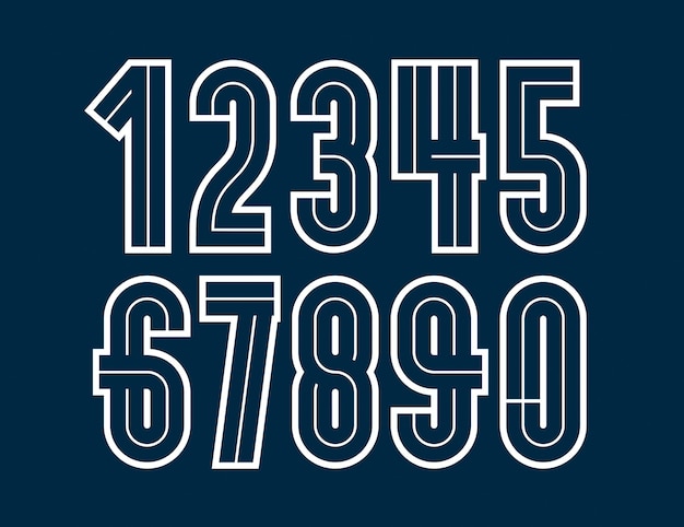 Vector retro regular numbers collection for use in logo design