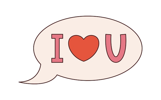 Vector vector retro speech bubble with i love you text y2k illustration message bubble with heart valentines day speech balloon with i love u phrase 70s love and romance