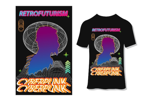 vector retrofuturism man wireframe. poster, flyer, streetwear design.abstract urban Brutalism design