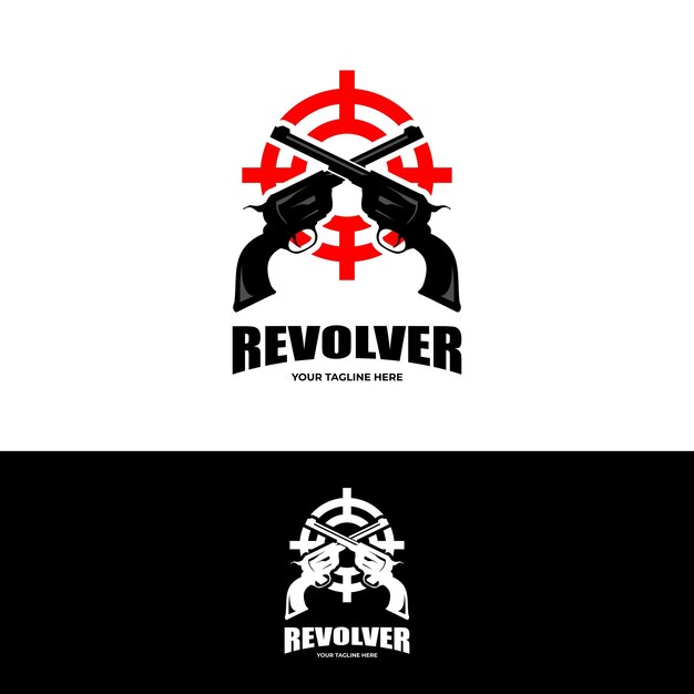 Disegno del logo della pistola revolver vettoriale