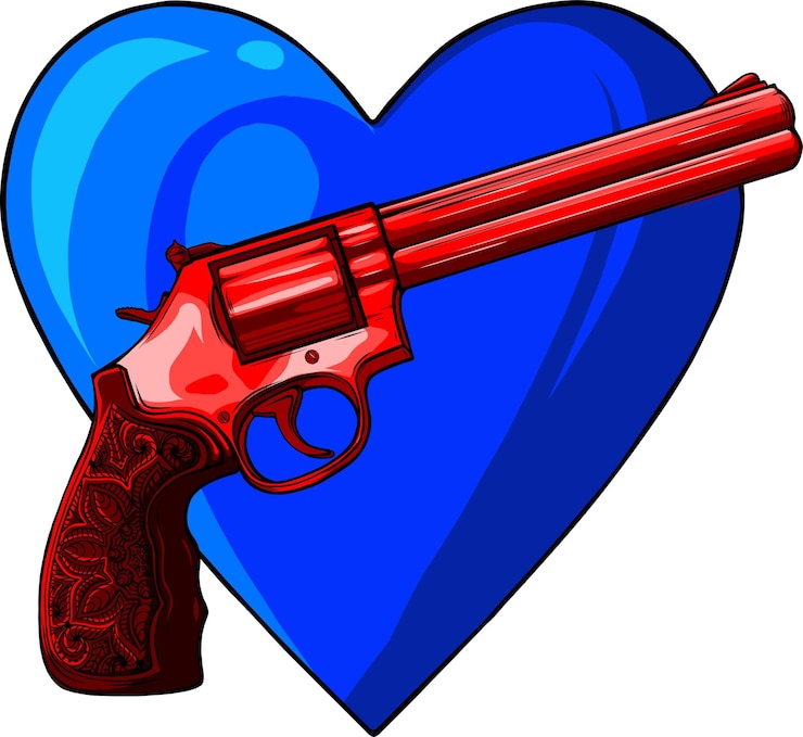 वेक्टर vector revolvers with heart on white background