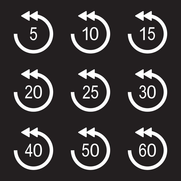 vector rewind icon symbols