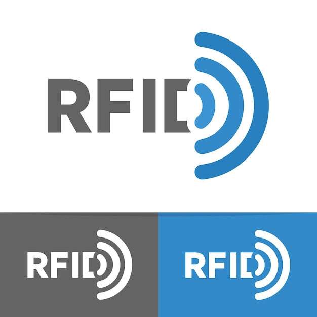 Vettore simbolo di identificazione a radiofrequenza dell'icona o del logo dell'etichetta rfid vettoriale