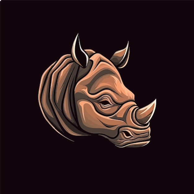 vector rhino head with a brown face and horns on it