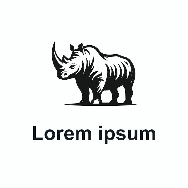 Vector vector rhino icon logoillustration design template simple black and whait