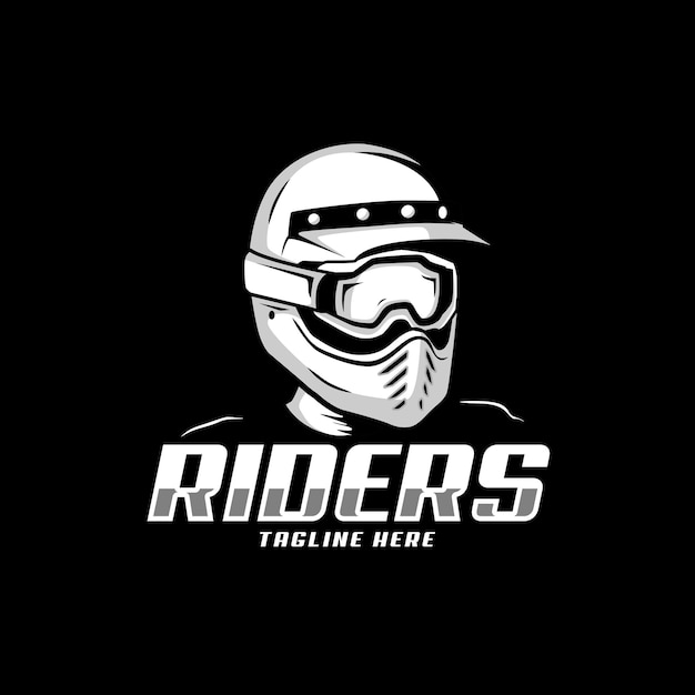 Vector vector rider motor bike helmet on black background
