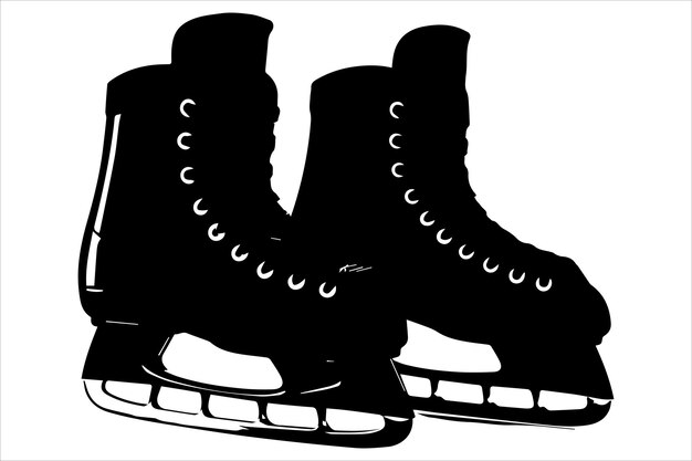 Vector riding ice skates silhouette isolated on white background