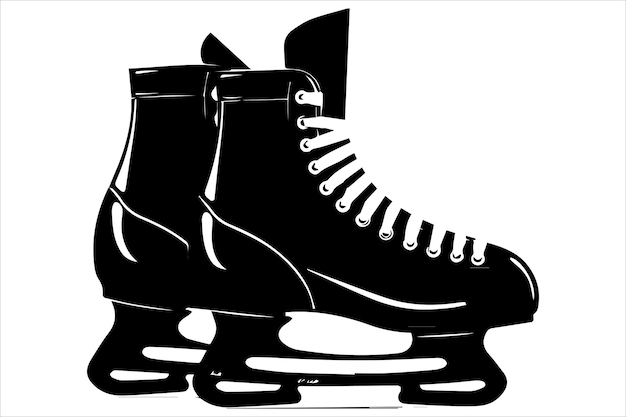 Vector riding ice skates silhouette isolated on white background