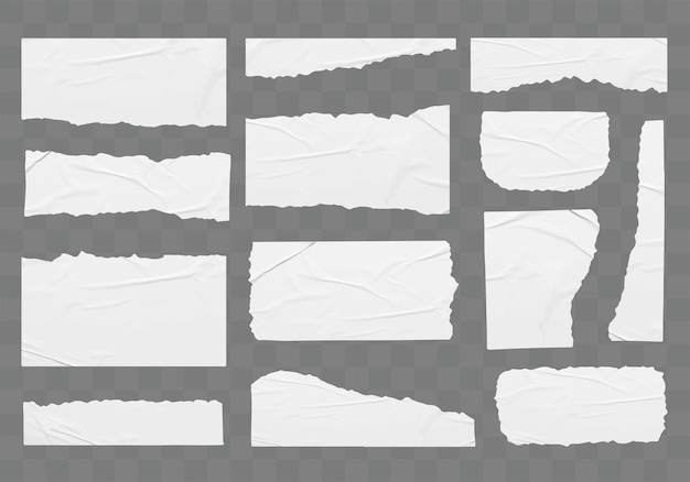 vector ripped white stickers paper mock up blank banners tags labels template design