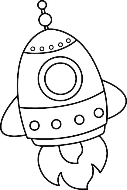 a vector of rocket in black and white coloring