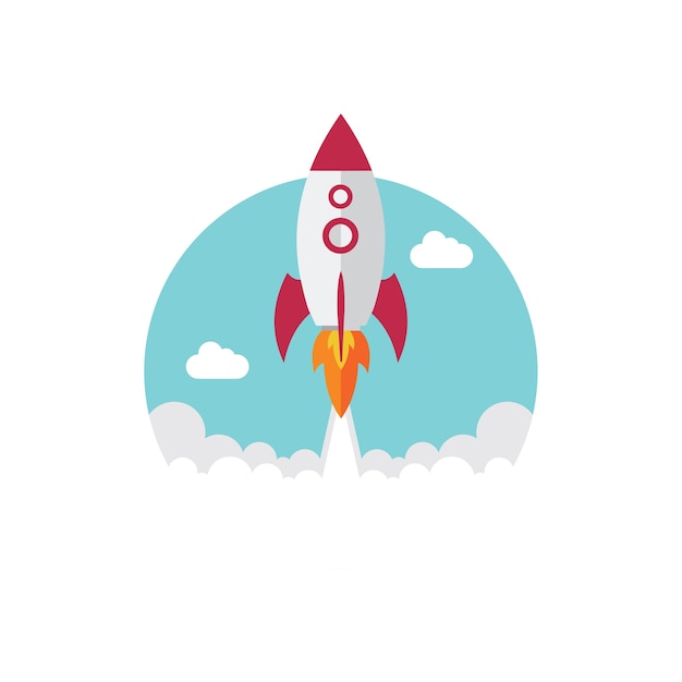 Vector rocket launch flat design