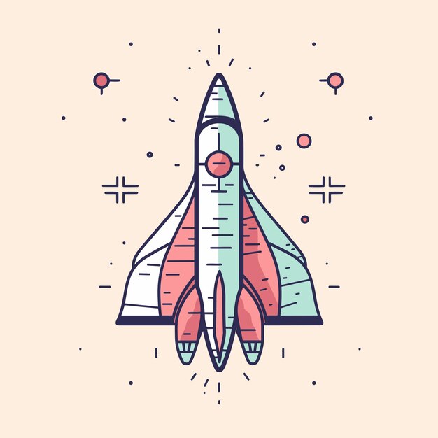 Vector of a rocket ship soaring through the sky