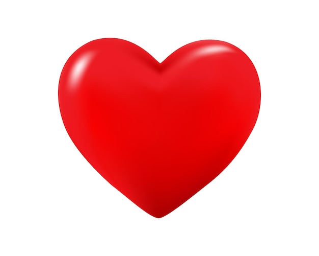 Vector rode glanzende 3D hart symbool realistische afbeelding op witte achtergrond