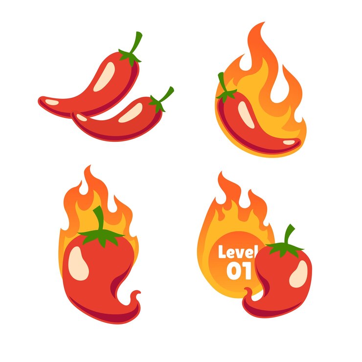 Vector vector rode hete chili peper set collectie