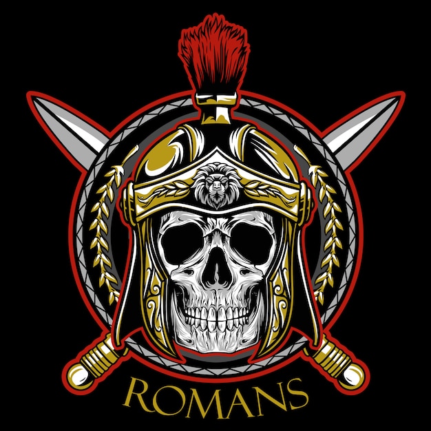 Vettore vettore dell'emblema del guerriero del cranio dei romani