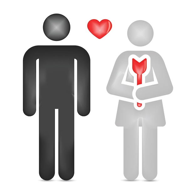 vector romantic couple valentine day celebration icon