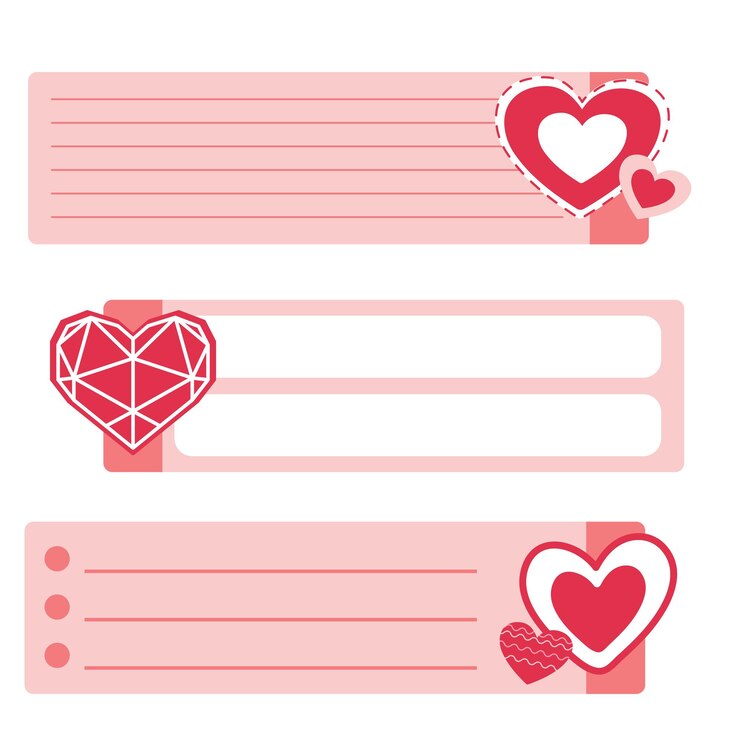 Vector romantic heart note for letter Illustration of love Valentines Day in flat style