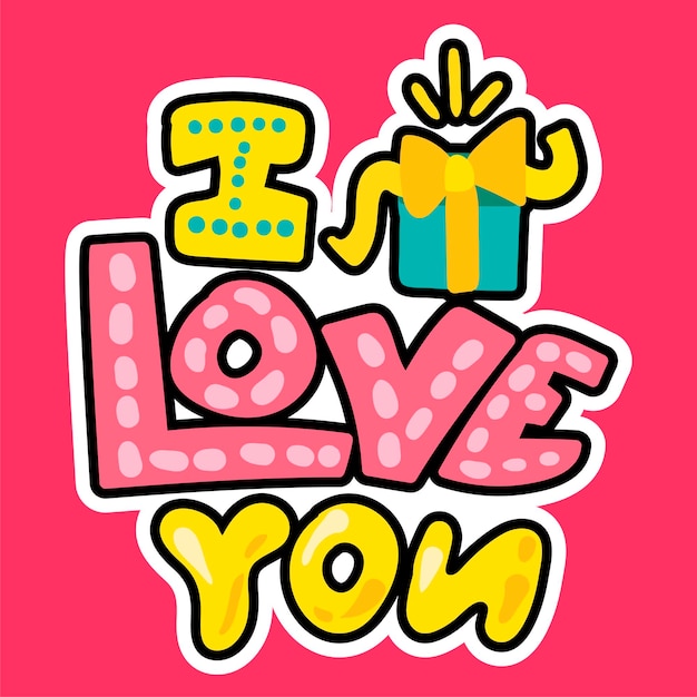 Vector Romantic Love Patch in doodle style