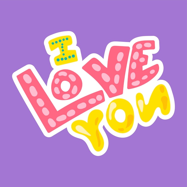 Vector Romantic Love Patch in doodle style