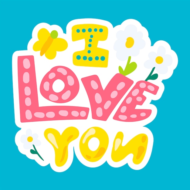 Vector romantic love patch in doodle style