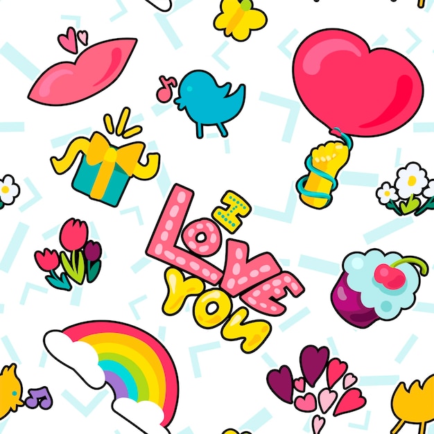 Vector romantic love seamless pattern