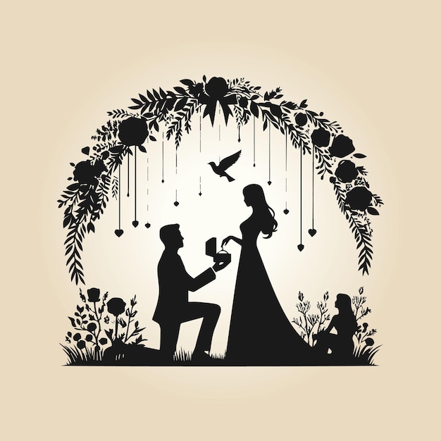 Vector romantic marriage proposal concept