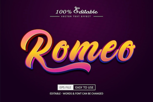 vector Romeo text effect editable