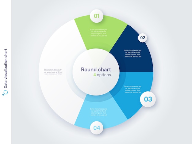 Vector ronde cirkel infographic grafieksjabloon gedeeld door vier delen