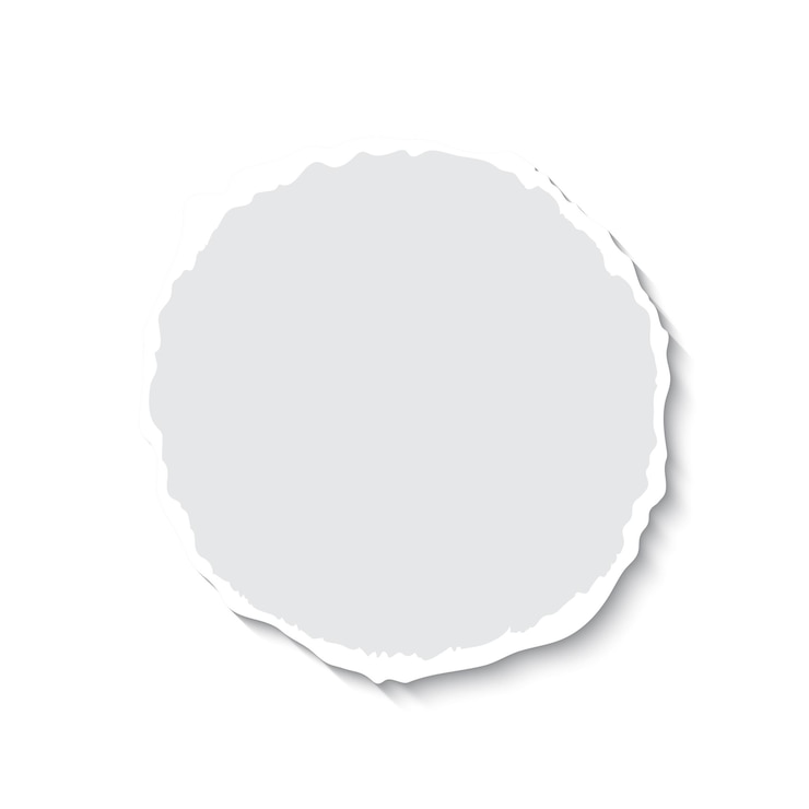 Vector ronde gescheurd papier met zachte schaduw geïsoleerd op een witte achtergrond, scheur pagina. Realistische vectorsjabloon voor banner, reclame