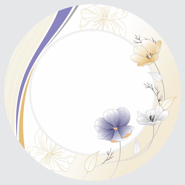 Vector ronde plaat ontwerp voor servies plaat floral ronde frame vignet rand kaart ontwerp