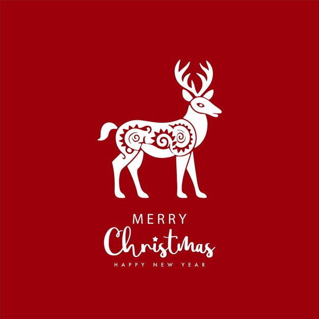 Vector rood vrolijk kerstfeest minimale moderne festival kaart ontwerp