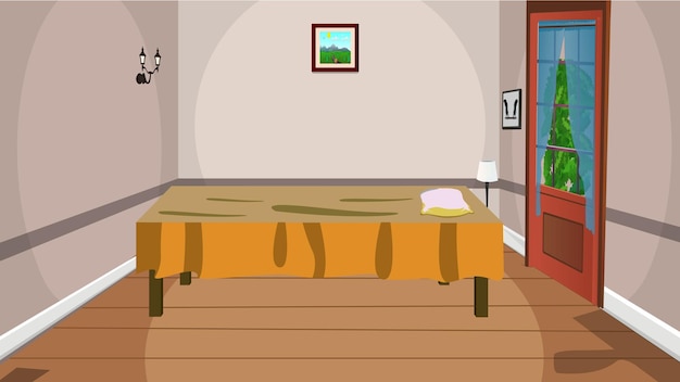 Векторная комната внутри интерьера спальни мультфильм иллюстрация гостиной