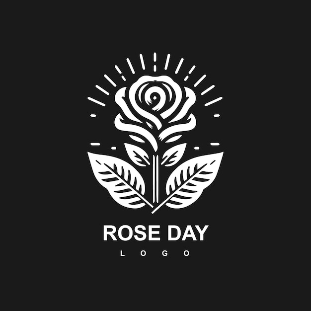 Vector rose day logo with leaves in a circle on a white background