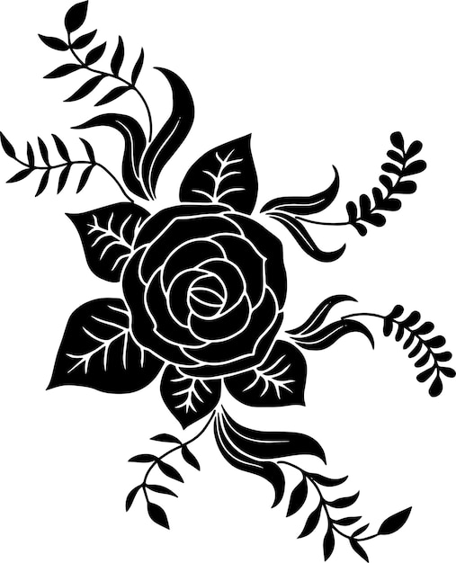 Vector Rose Flower Silhouette Design