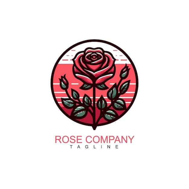 Vector a rose logo with leaves on a white background