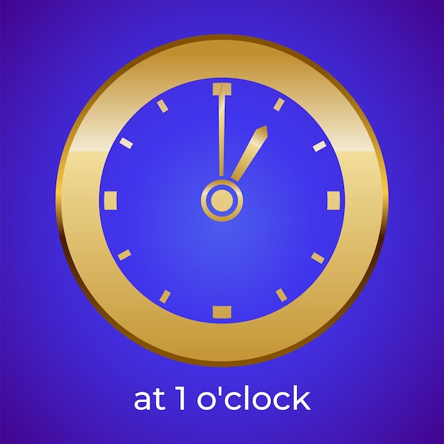 Vector round clock display showing 1 oclock