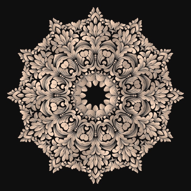 Vector round lace with damask and arabesque elements