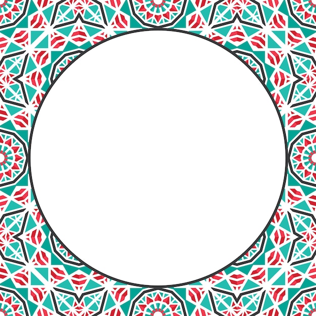 Векторная круглая мозаичная рамка азиатский декоративный фон арабский дизайн для оформления страницы