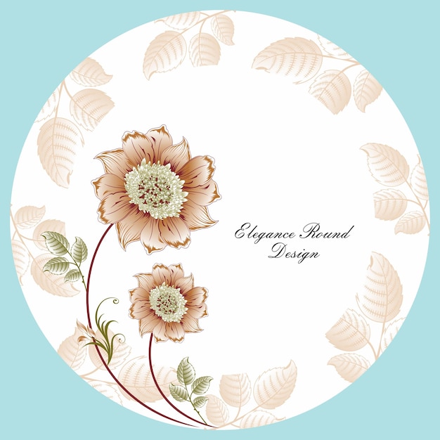 Vector round plate design for dinnerware plate floral round frame vignette border card design